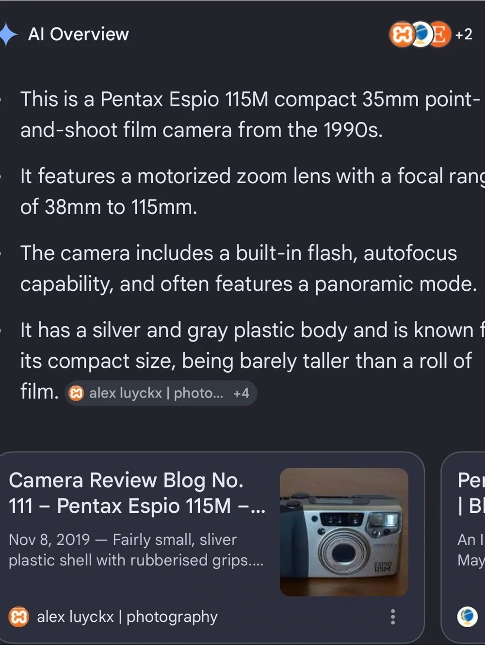 Pentax Espio 115M Compact Camera - Champagne and Gray-Green